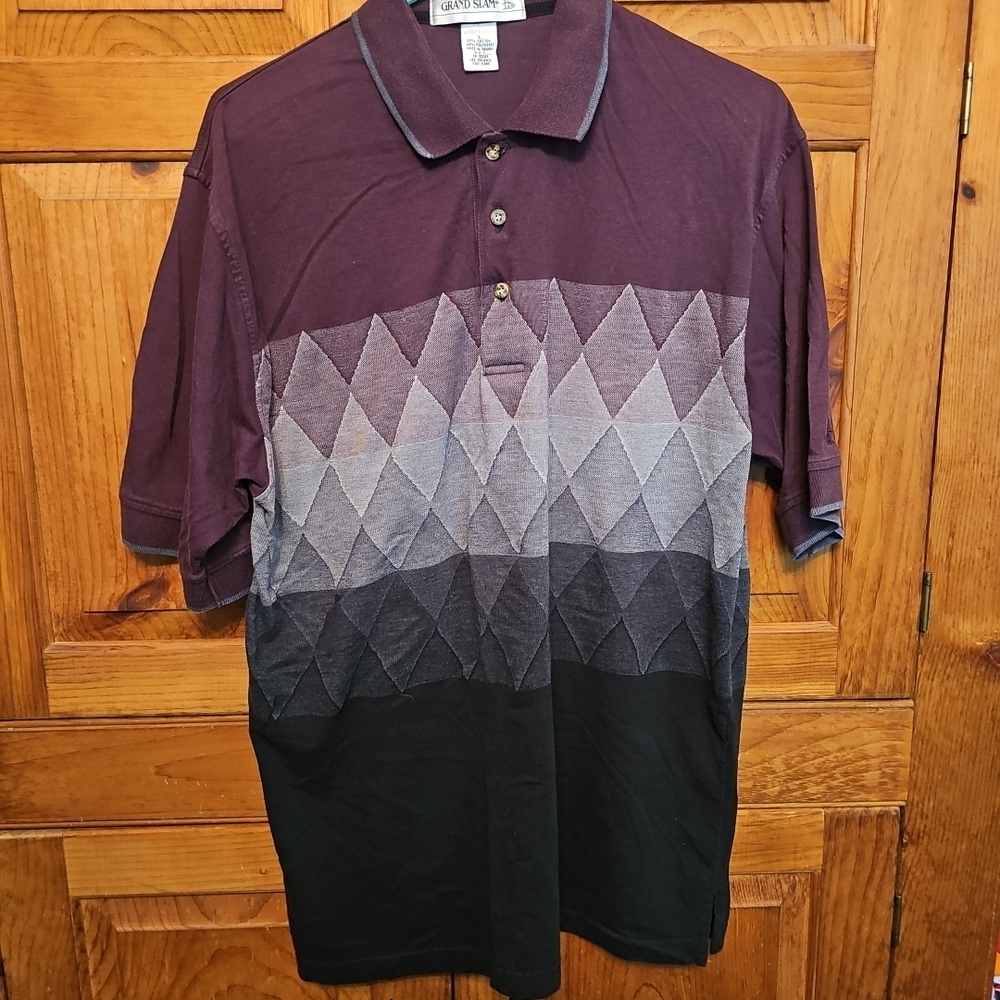 Grand Slam Men's Polo Shirt in Purple and Black